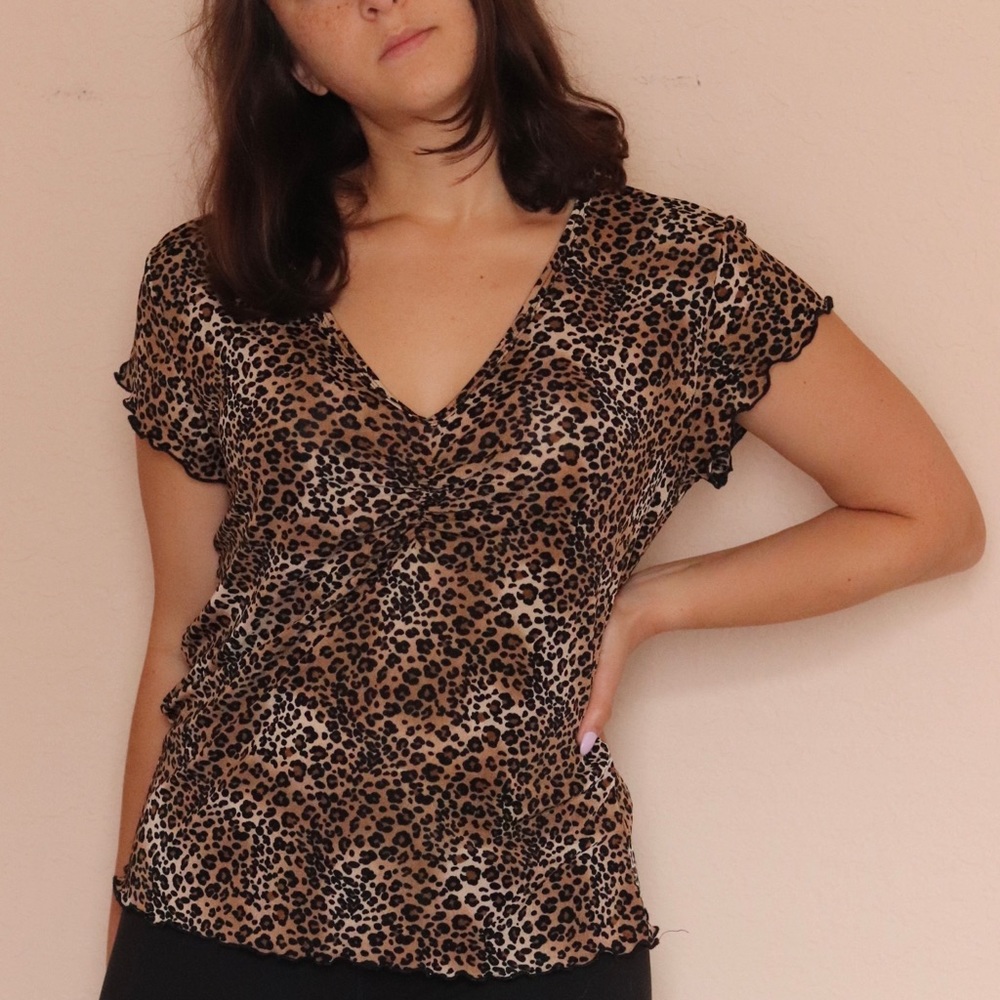 SUSAN LAWRENCE Cheetah Leopard Spandex Top PXL